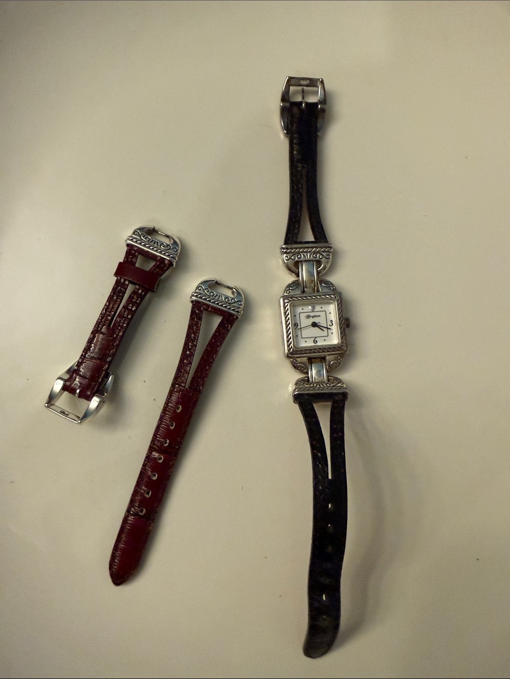 Brighton Valencia Watch Set with Interchangeable Reversible Leather Bands